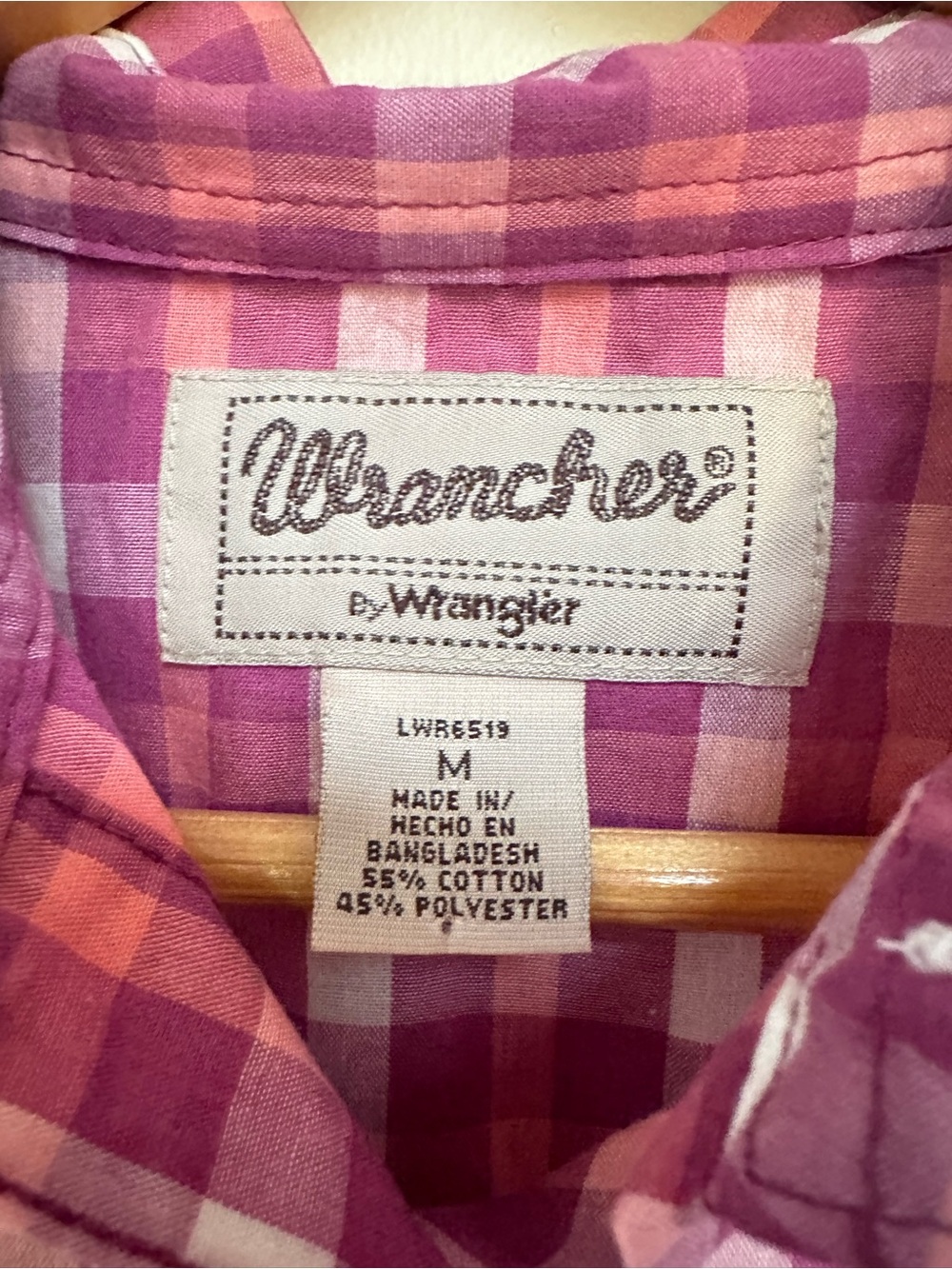 Wrancher by Wrangler Pearl Snap Shirt Women’s Medium Pink Purple Plaid - Picture 2 of 11